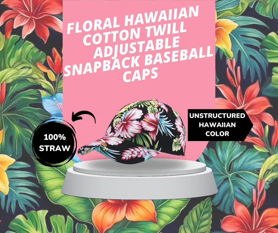 Floral Hawaiian Cotton Twill Adjustable Snapback Baseball Caps