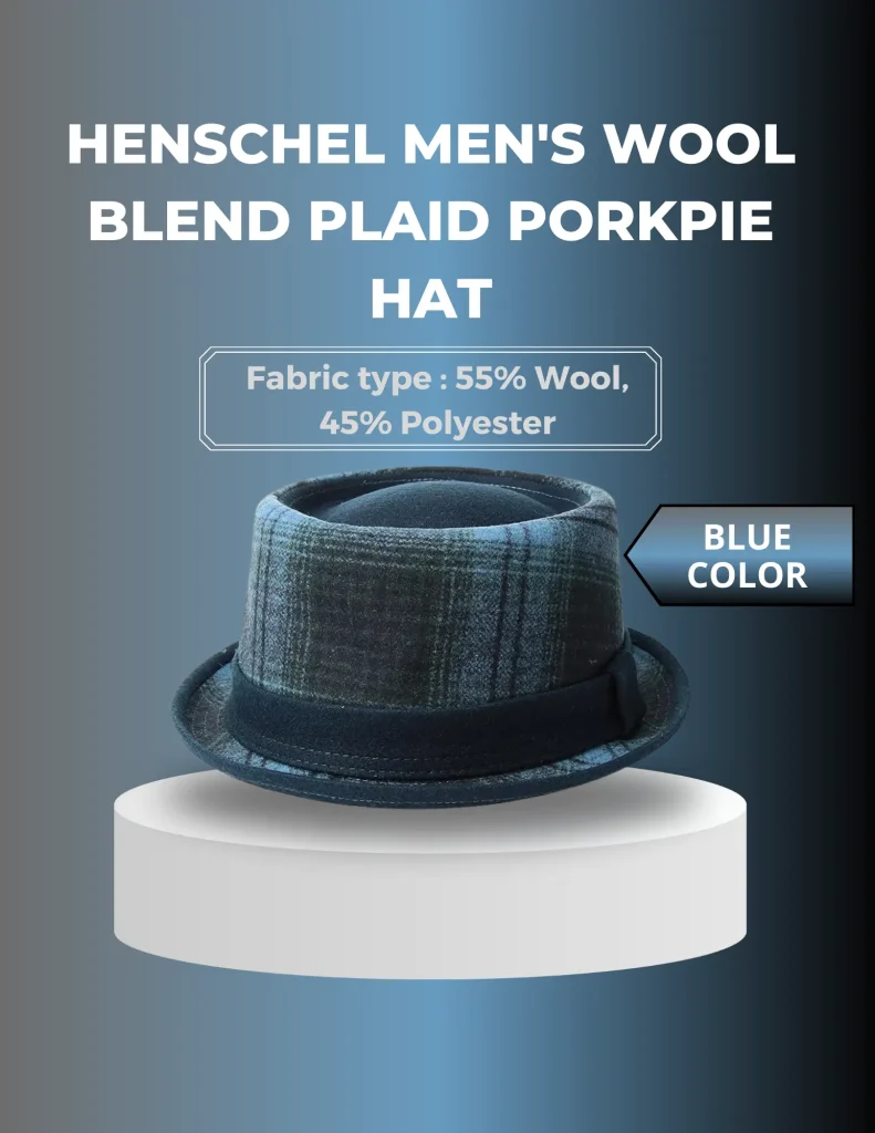 Henschel Men's Wool Blend Plaid Porkpie Hat