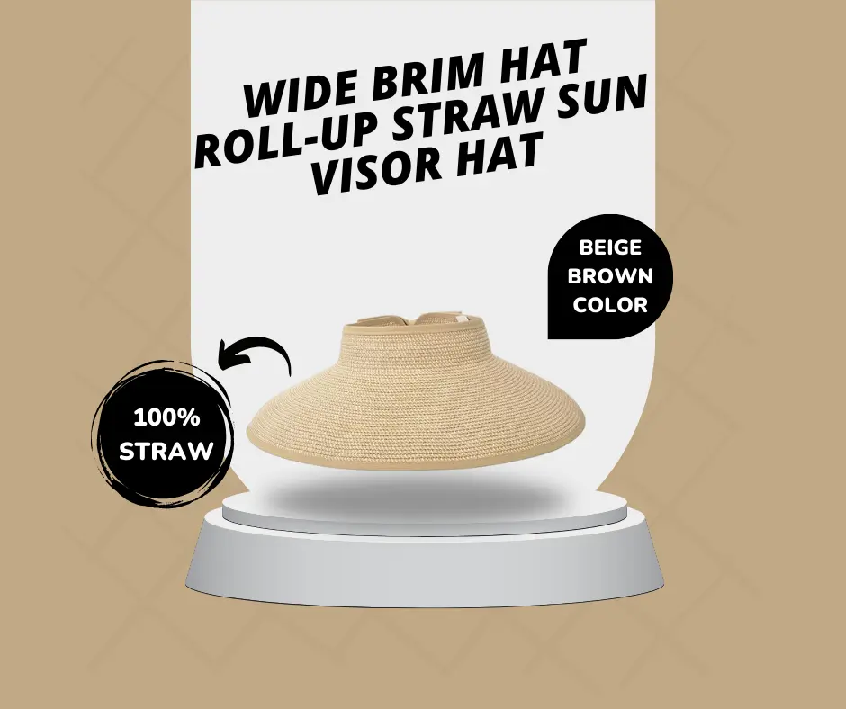 Wide Brim Hat Roll-up Straw Sun Visor Hat