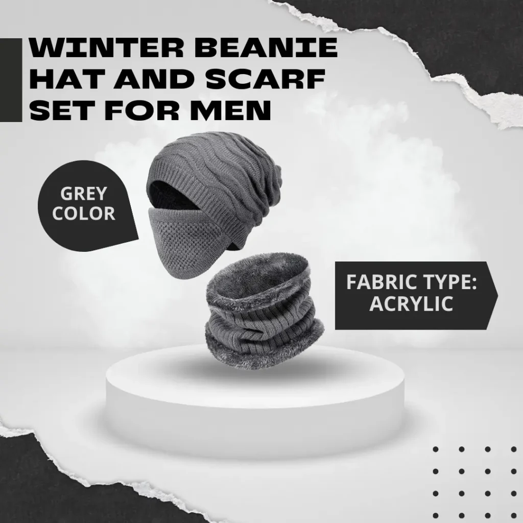 Winter Beanie Hat and Scarf Set for Men Neck Warmer Knit Caps for Men and Women