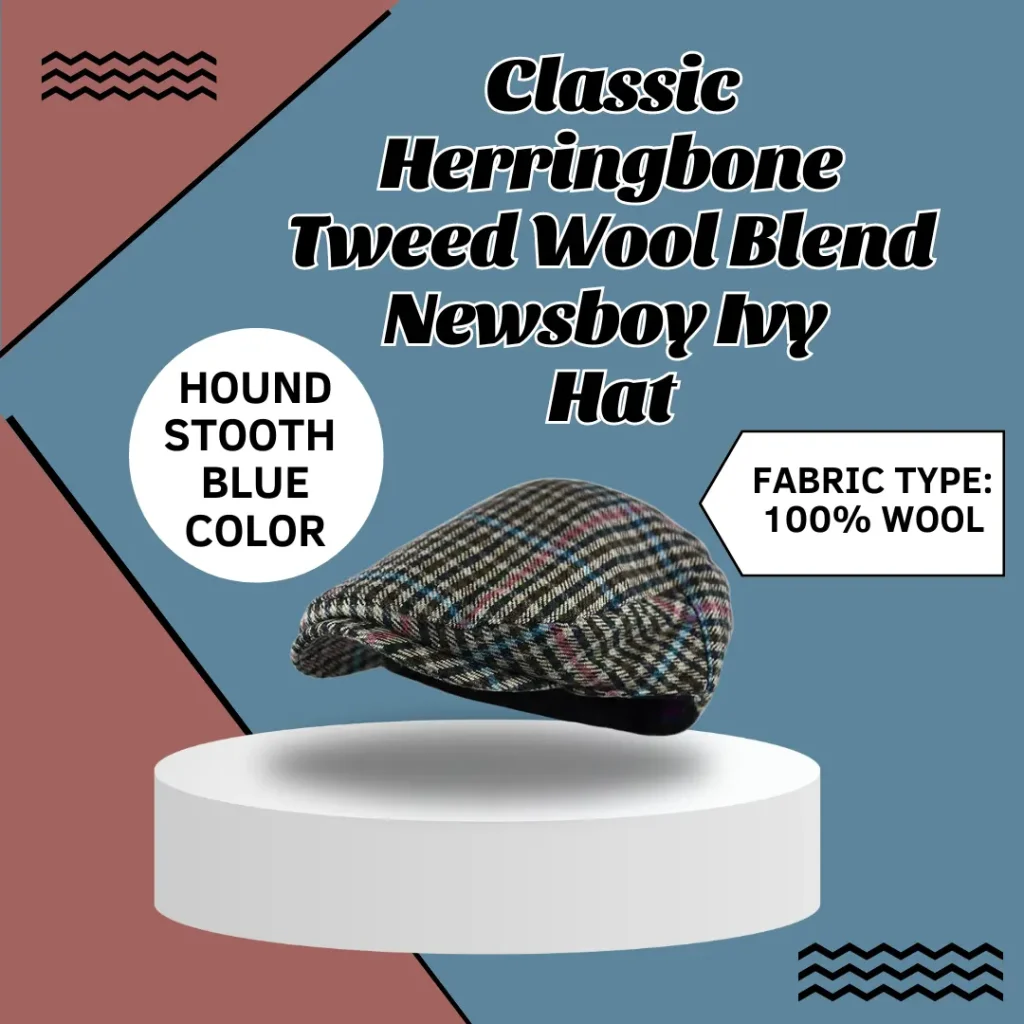 Classic Herringbone Tweed Wool Blend Newsboy Ivy Hat