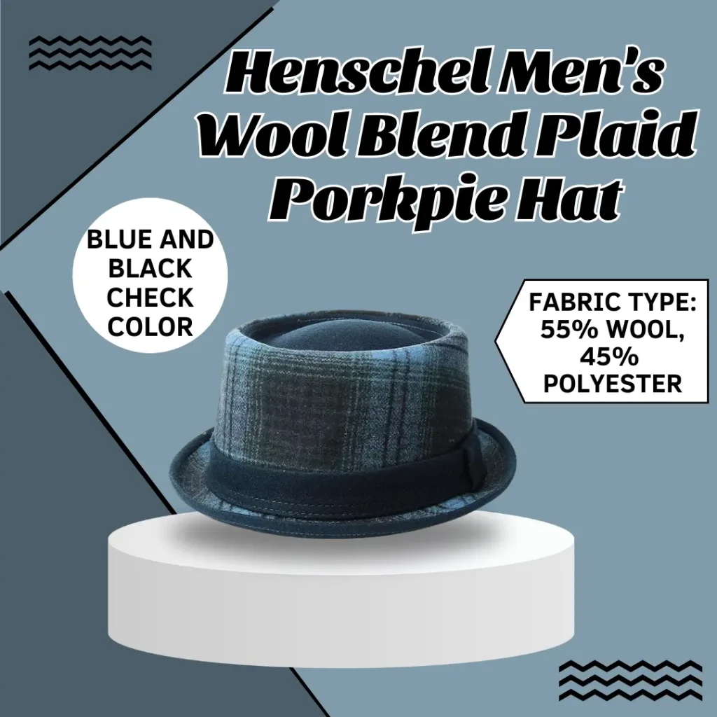 Henschel Mens Wool Blend Plaid Porkpie Hat