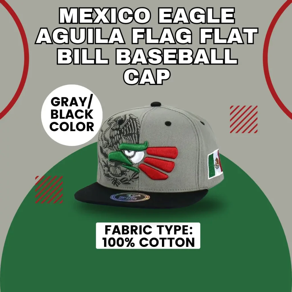 Mexico Eagle Aguila Flag Flat Bill Baseball Cap