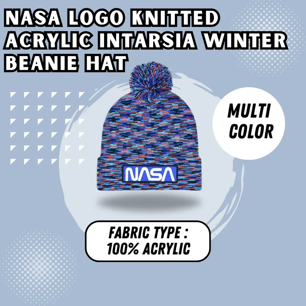 NASA Logo Knitted Acrylic Intarsia Winter Beanie Hat