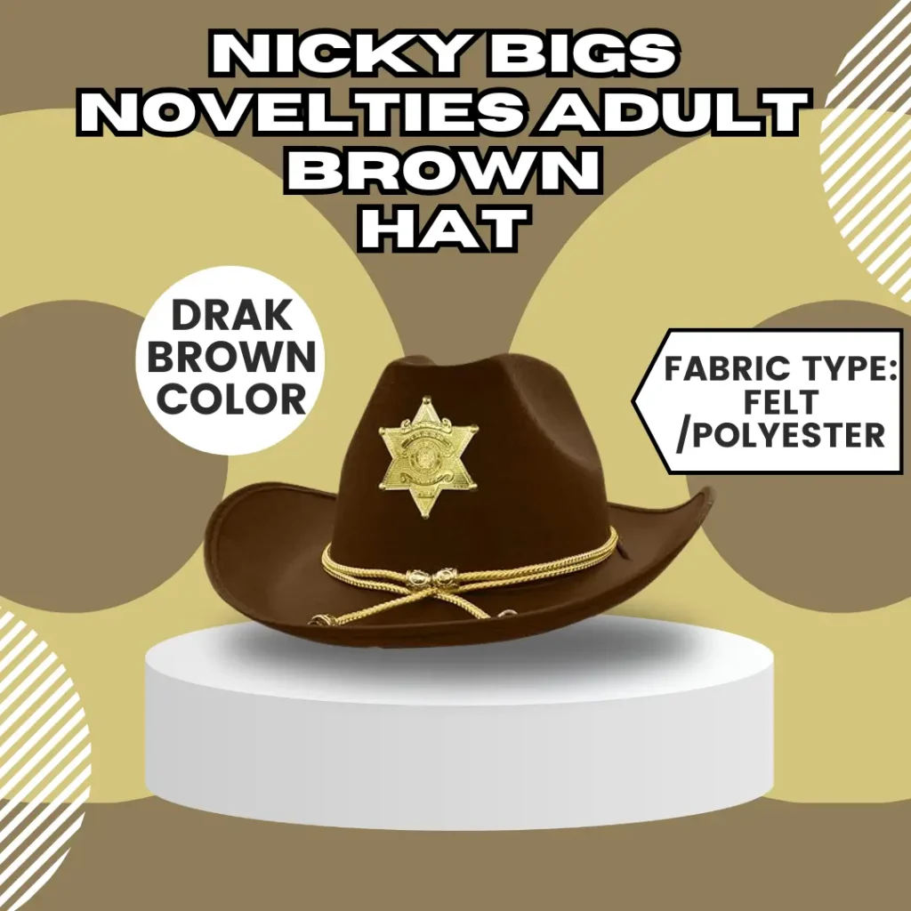 Nicky Bigs Novelties Adult Brown Western Sheriff Badge Cowboy Hat