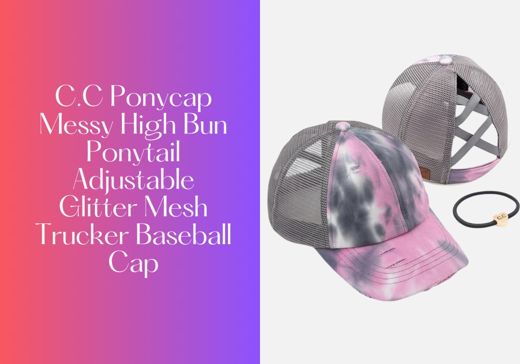 C.C Ponycap Messy High Bun Ponytail Adjustable Glitter Mesh Trucker Baseball Cap