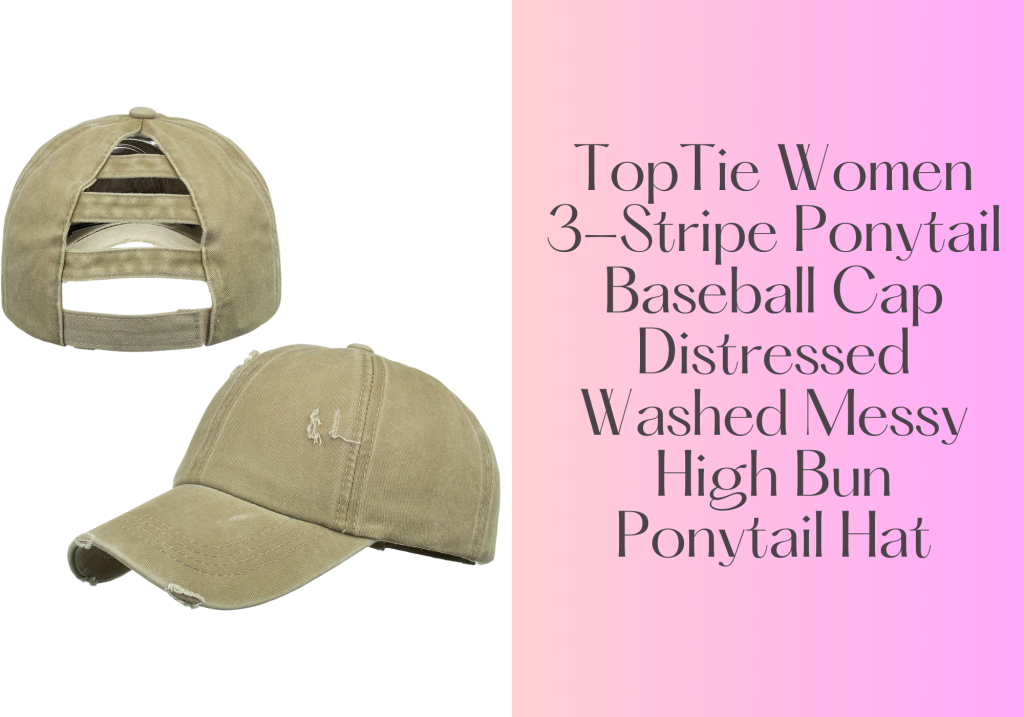 TopTie Women 3-Stripe Ponytail Baseball Cap Distressed Washed Messy High Bun Ponytail Hat